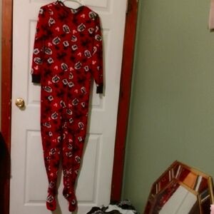 Playful Micky Mouse Red Footie Pajama